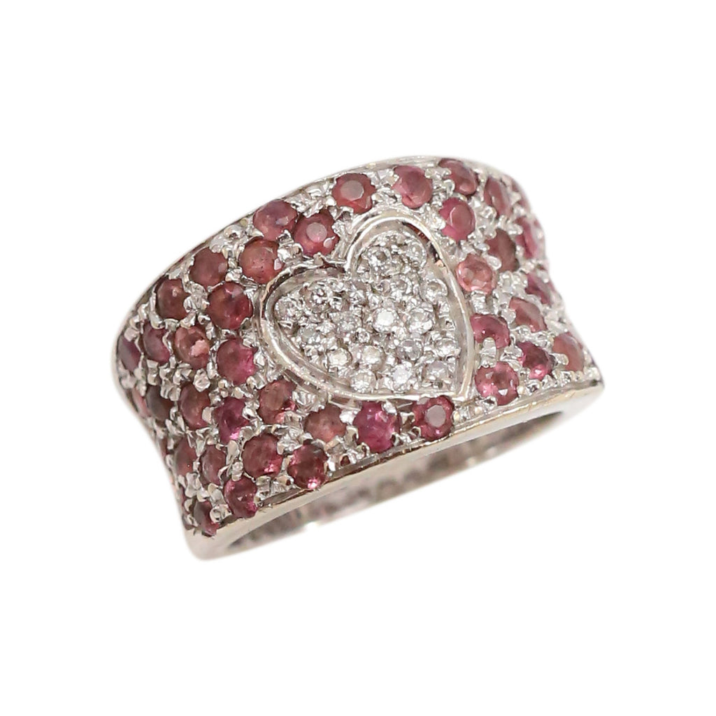 Pink Sapphire and Diamond Pave Band Ring