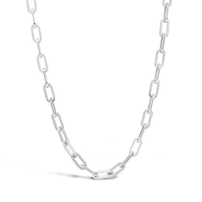Paperclip Chain Sterling Silver Platinum Plated Necklace