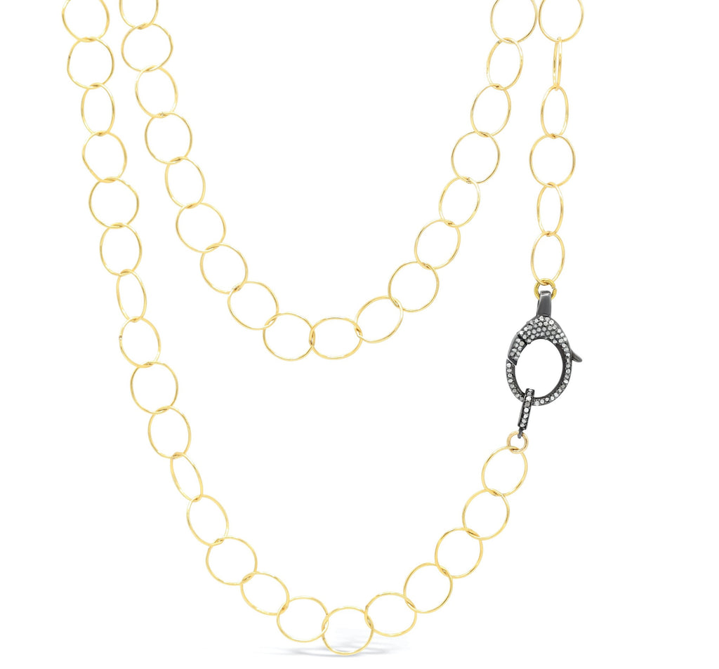 Diamond Clasp on Open Link Chain Necklace