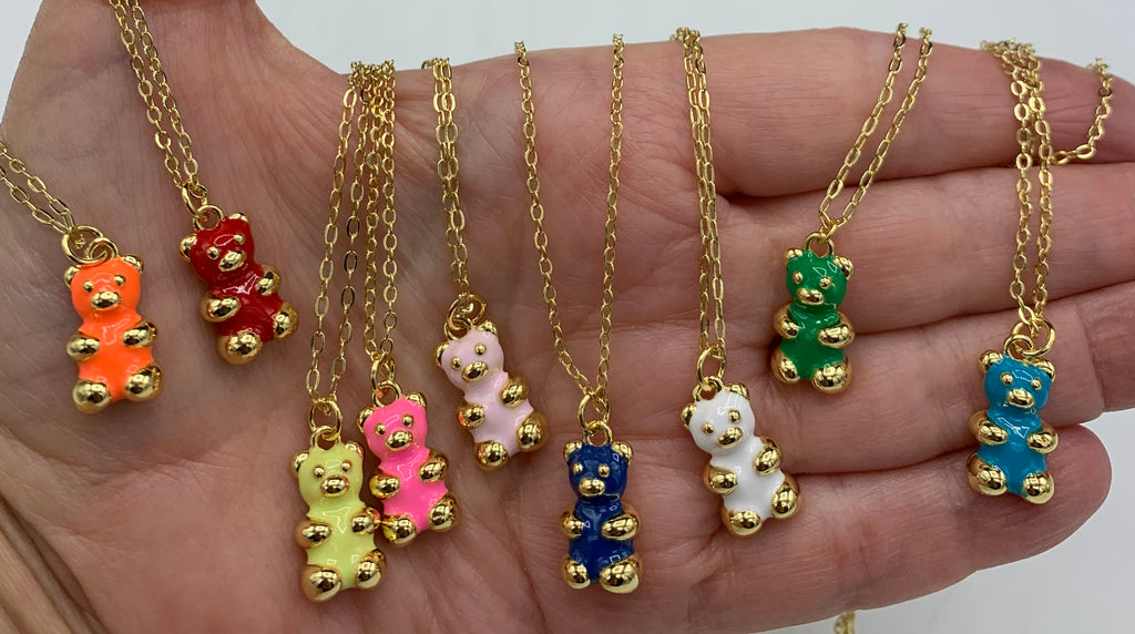Gummy Bear Gold Button dots Necklace