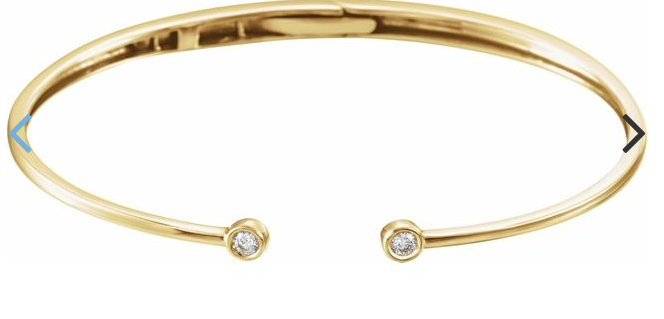 14K Yellow, white or Rose gold  1/6 CTW Diamond Hinged Cuff Bracelet