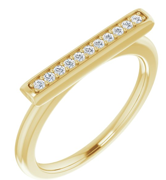 14K Yellow, rose or white gold  1/10 CTW Diamond Bar Ring