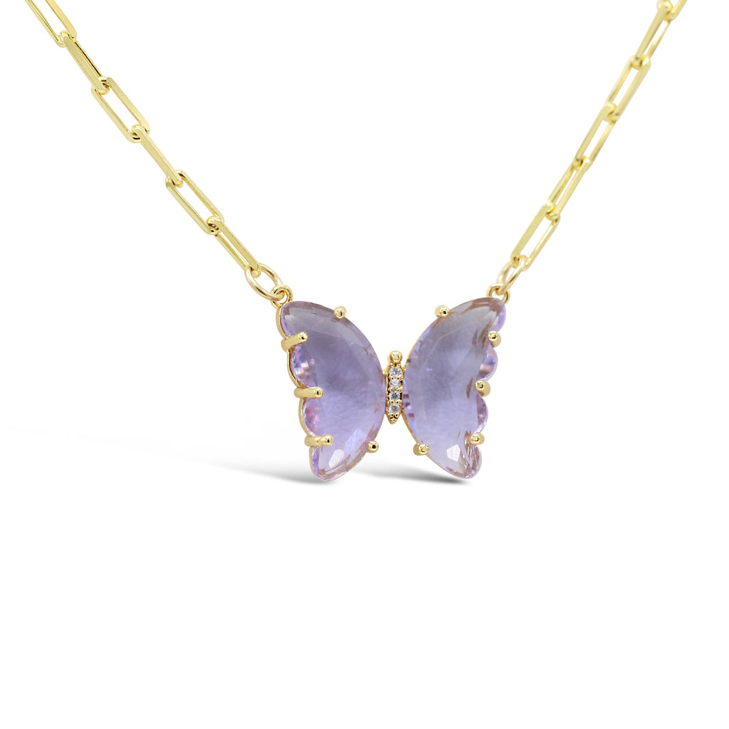 Mini Rock Crystal Butterfly Necklace