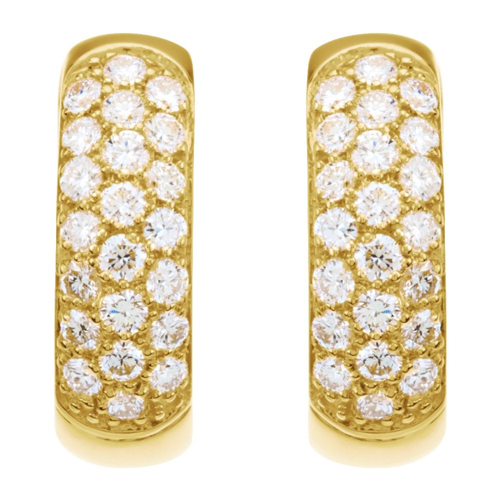 14K Yellow 7/8 CTW Natural Diamond Hoop Earrings
