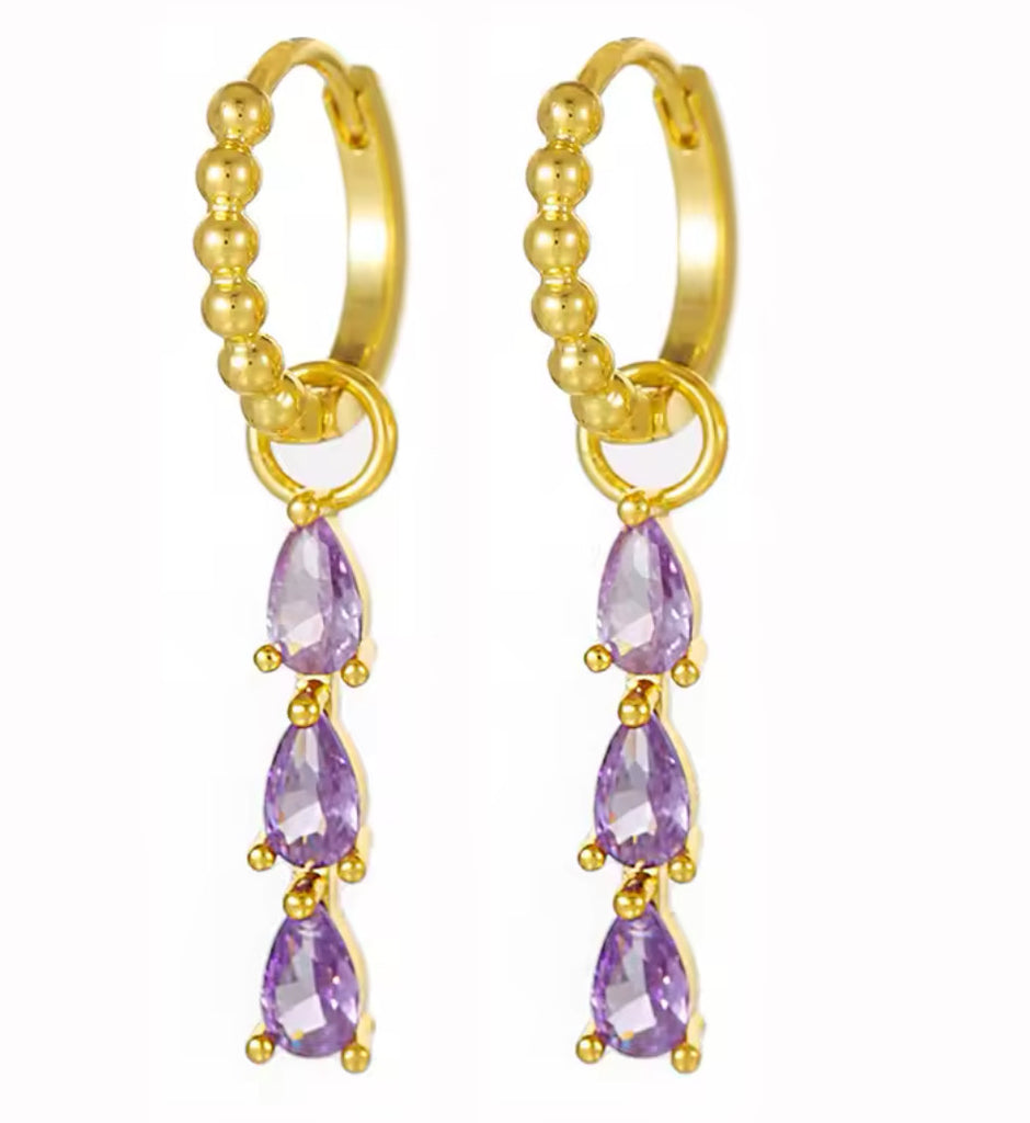 Amethyst Dangle Earrings in gold platted Sterling Silver