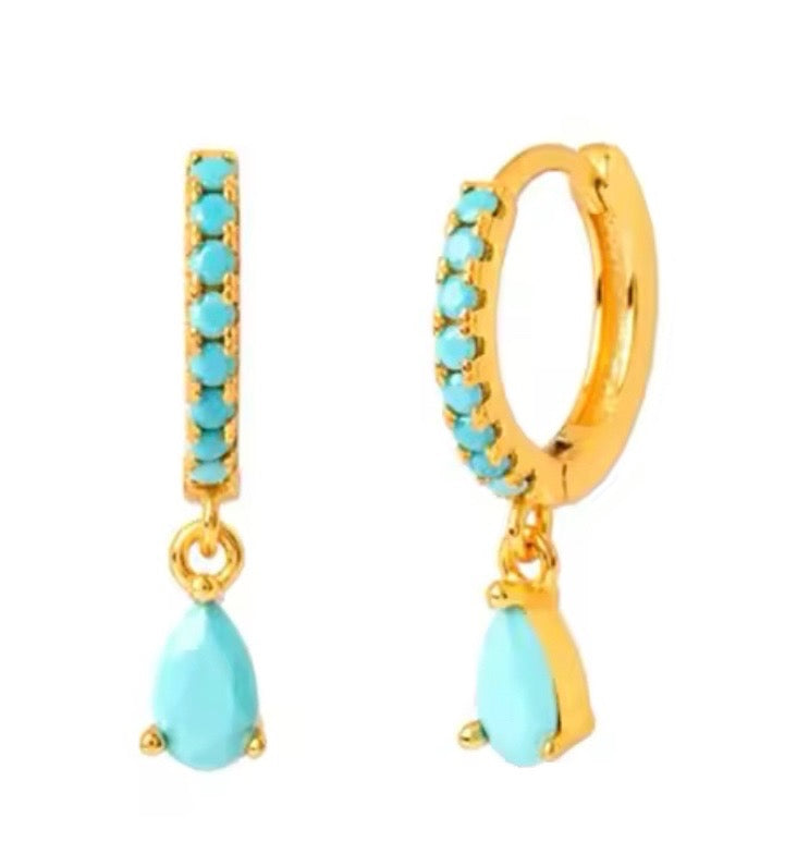 Turquoise drop Sterling silver gold platted Earrings