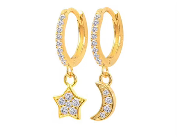 Sterling Silver Star and Moon earrings