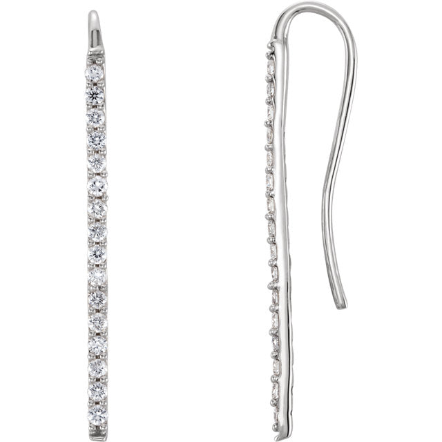 14k Diamond Bar Drop Earring