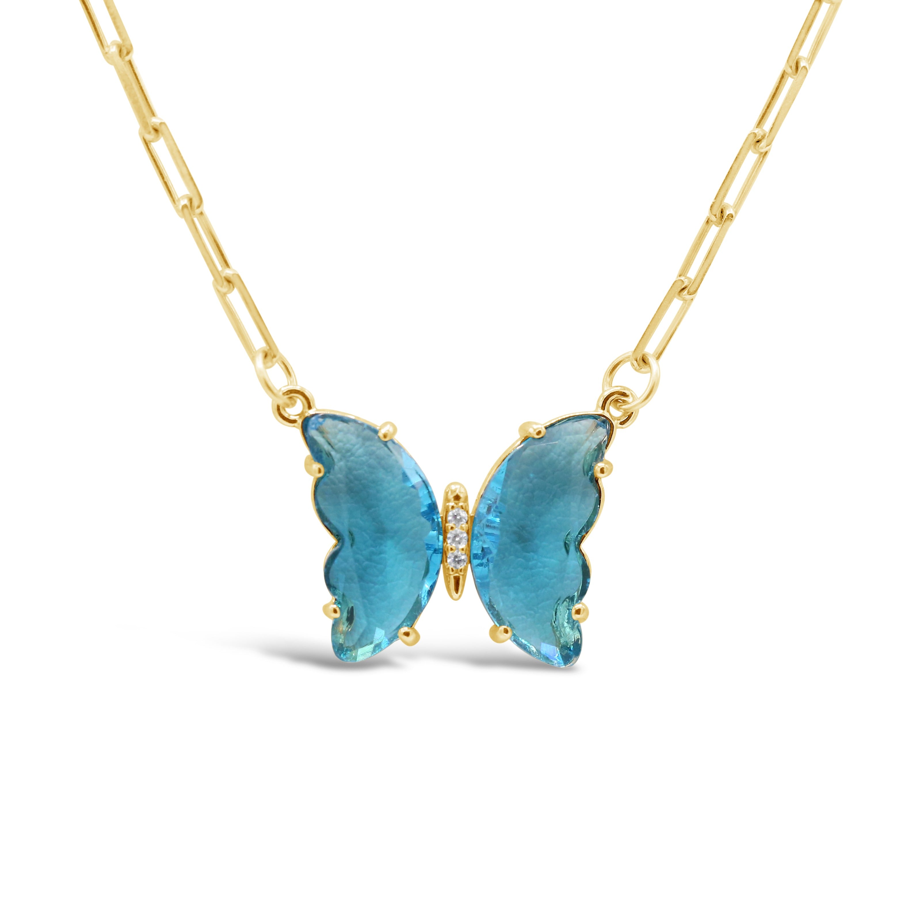 Blue Topaz Diamond Gemstone Butterfly Pendant In White Gold - Gemologica, A  Fine Online Jewelry Store