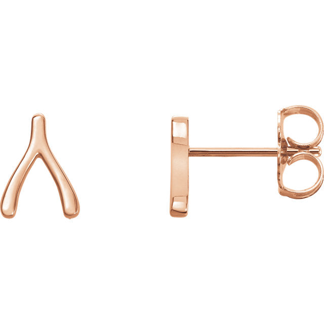 14k Gold Wishbone Studs