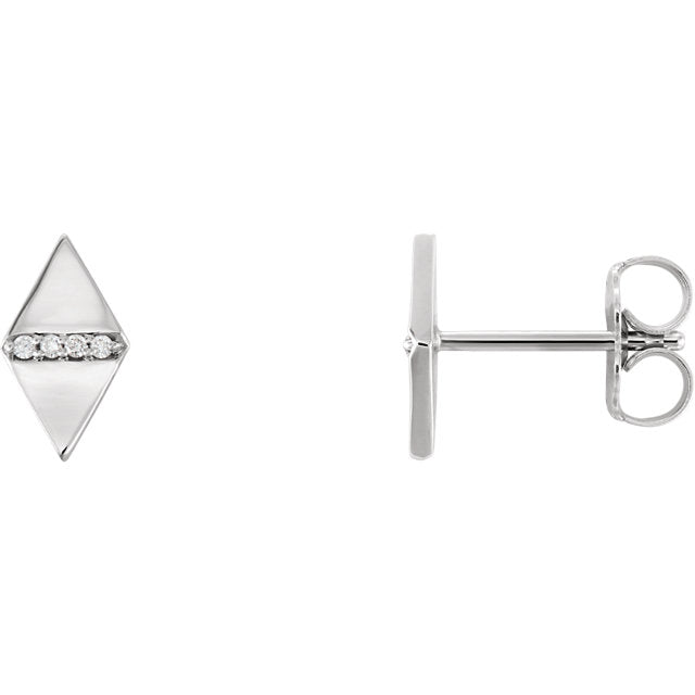 14k Diamond Geometric Triangle Studs