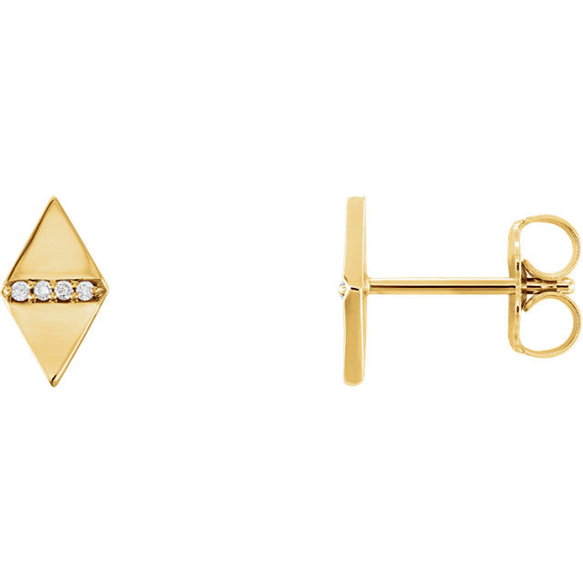 14k Diamond Geometric Triangle Studs