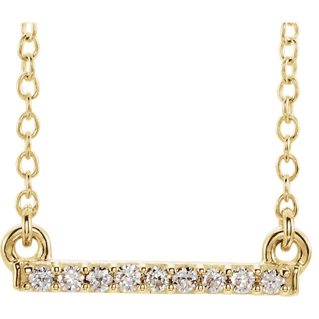 Necklace of 14k Mini Diamond Bar