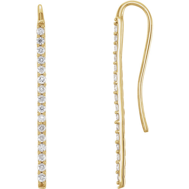 14k Diamond Bar Drop Earring