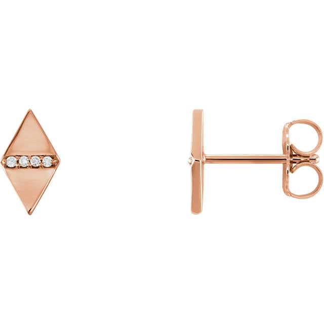 14k Diamond Geometric Triangle Studs