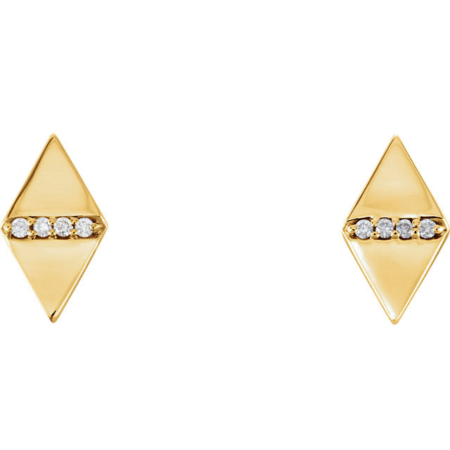 14k Diamond Geometric Triangle Studs