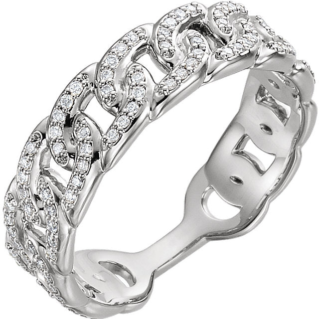 14k Diamond Interlocking Link Ring