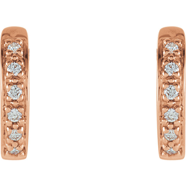 14K 12mm Hinged Diamond Hoop Earrings