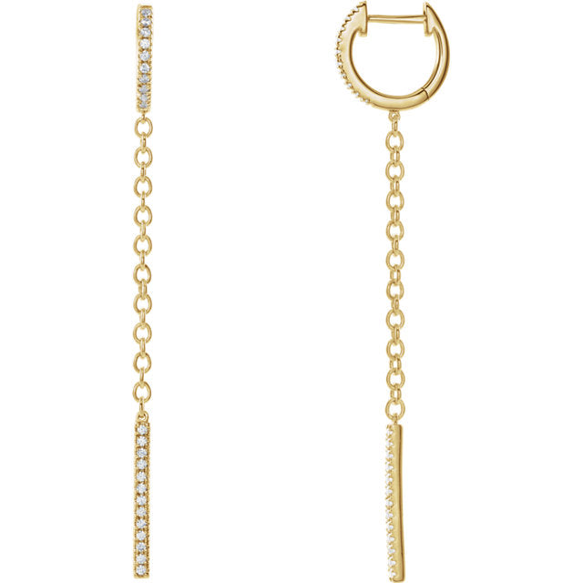 14K Hinged Diamond Hoop Chain Earrings