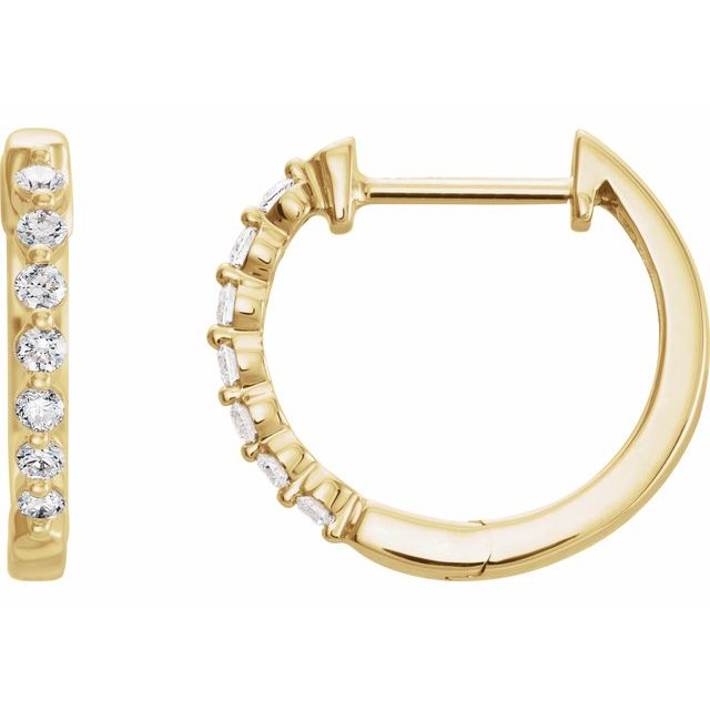 14K Diamond 15.25 mm Hoop Earrings