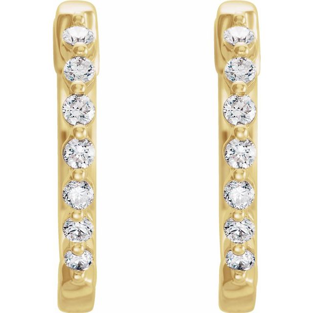 14K Diamond 15.25 mm Hoop Earrings