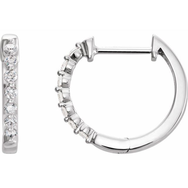 14K Diamond 15.25 mm Hoop Earrings