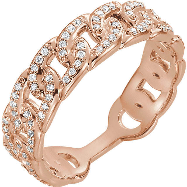 14k Diamond Interlocking Link Ring
