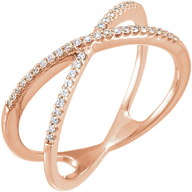 14k Diamond Criss Cross Ring