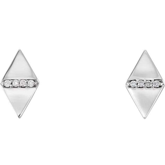 14k Diamond Geometric Triangle Studs