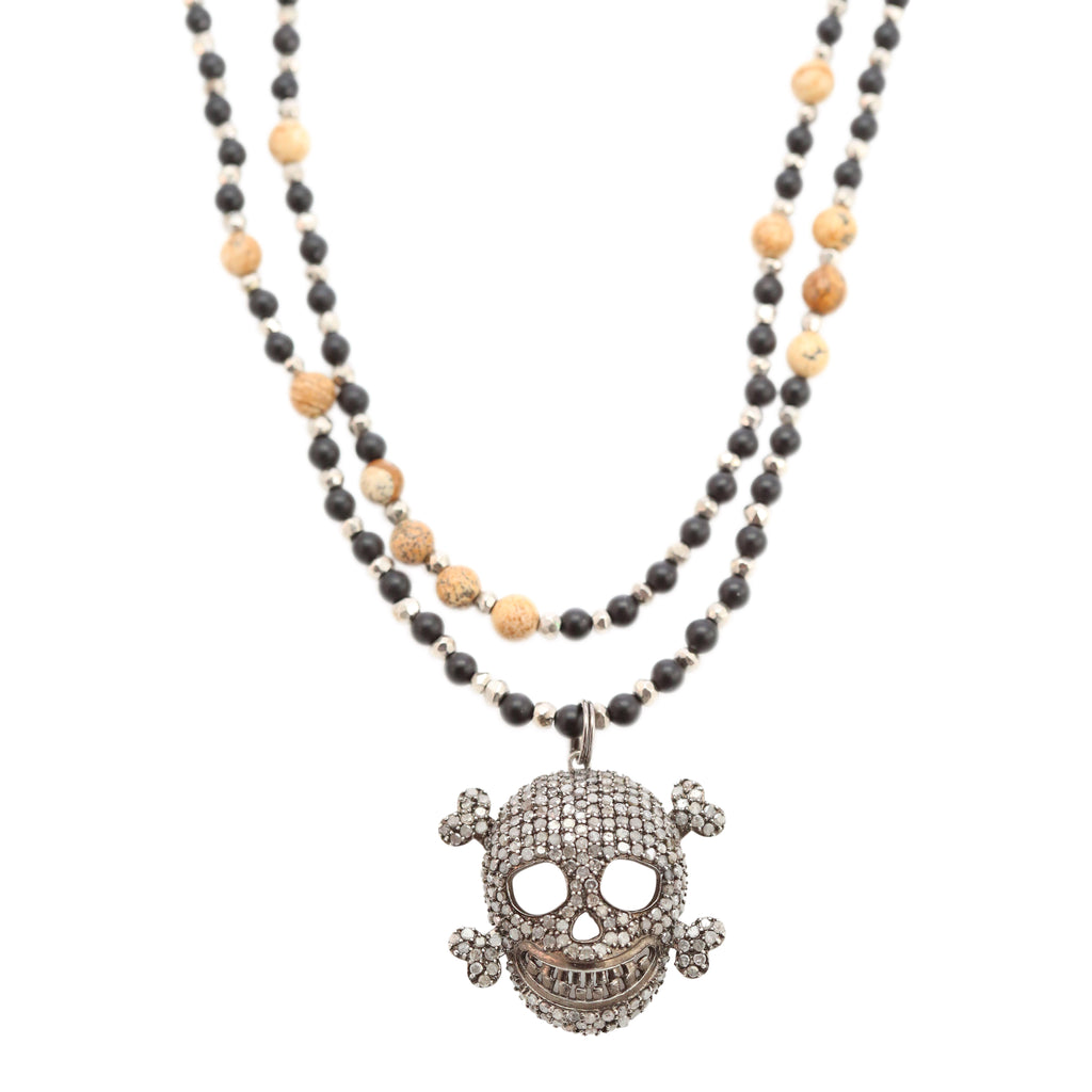 Necklace Diamond Beaded Skull