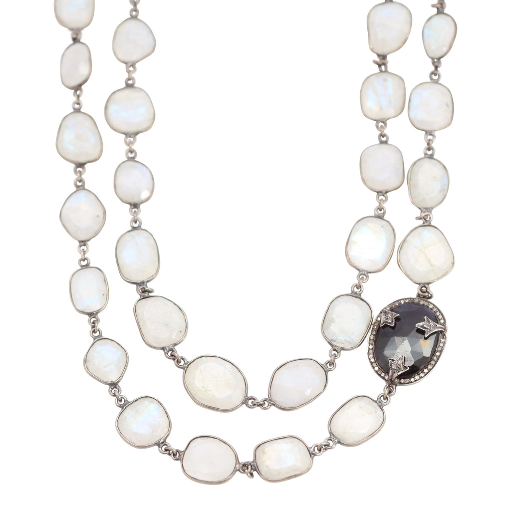 Necklace of Layered Moonstone Bezel