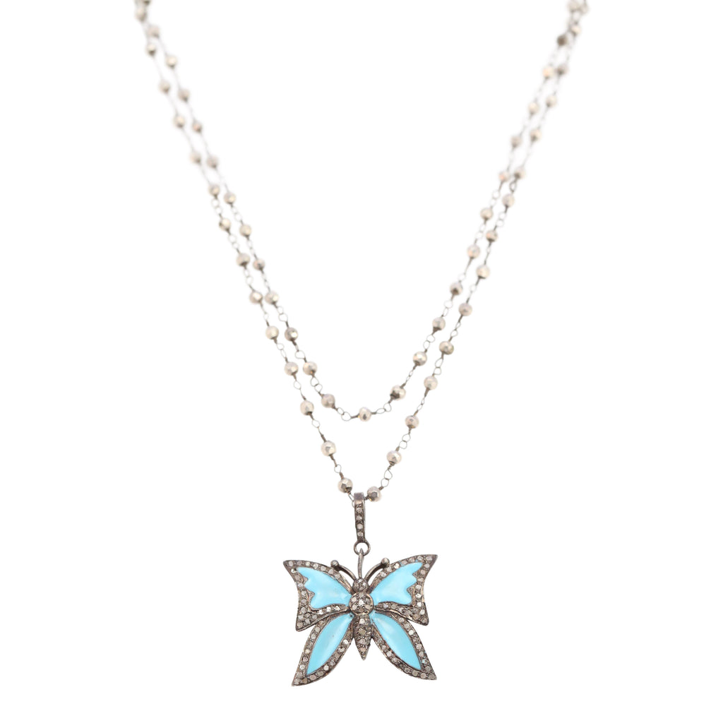 Necklace of Turquoise Butterfly Diamond