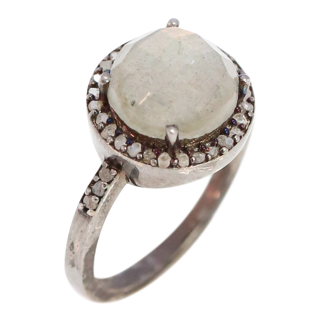 Silver, Labradorite and Diamond Ring