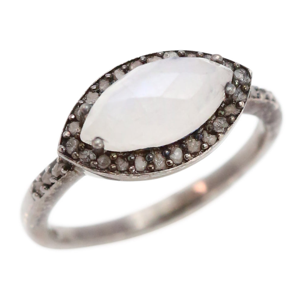 Silver, Labradorite and Diamond Ring