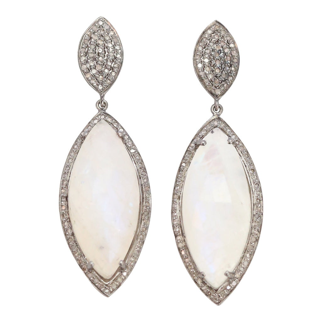 Moonstone and Diamond Earrings