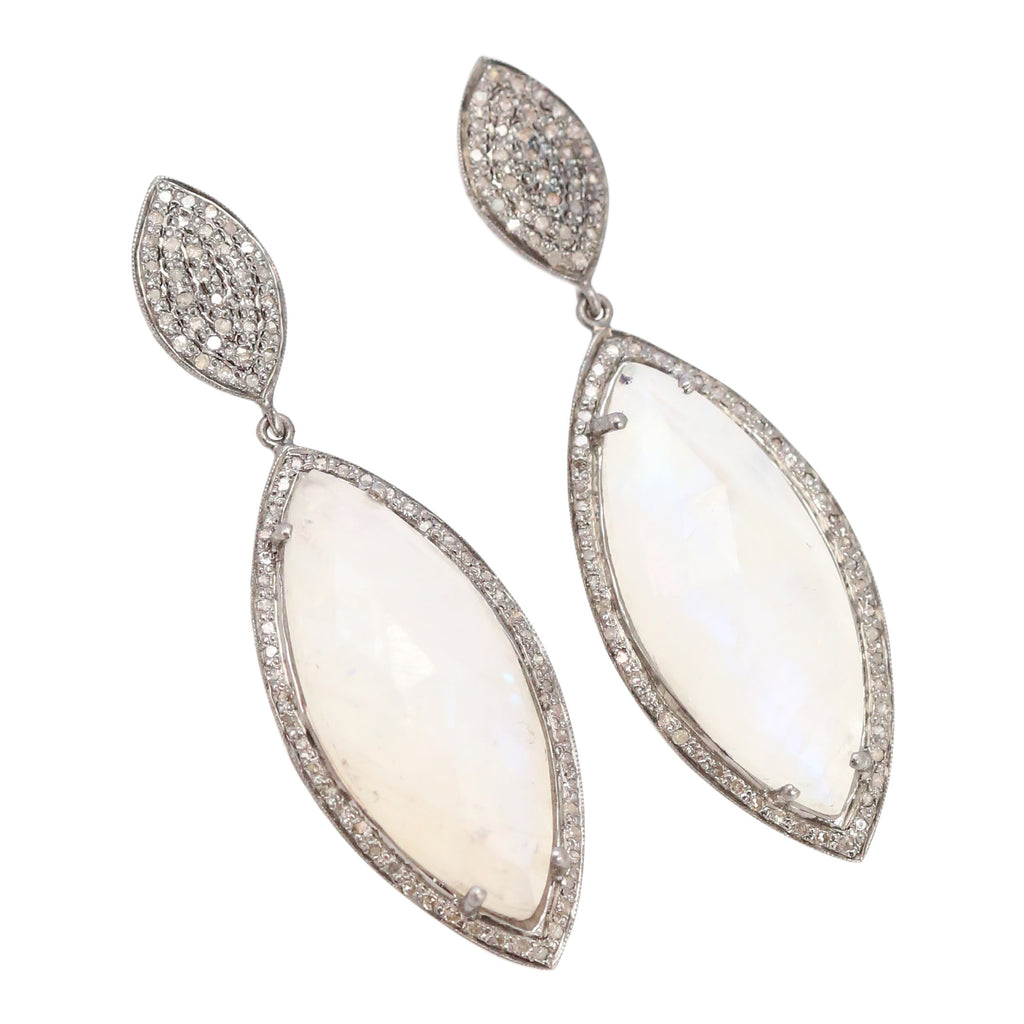 Moonstone and Diamond Earrings