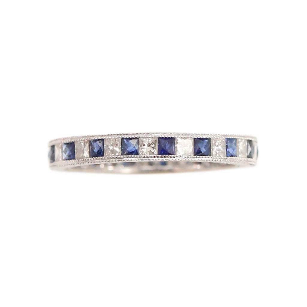Sapphire Diamond Eternity Band in 18kt White Gold Ring