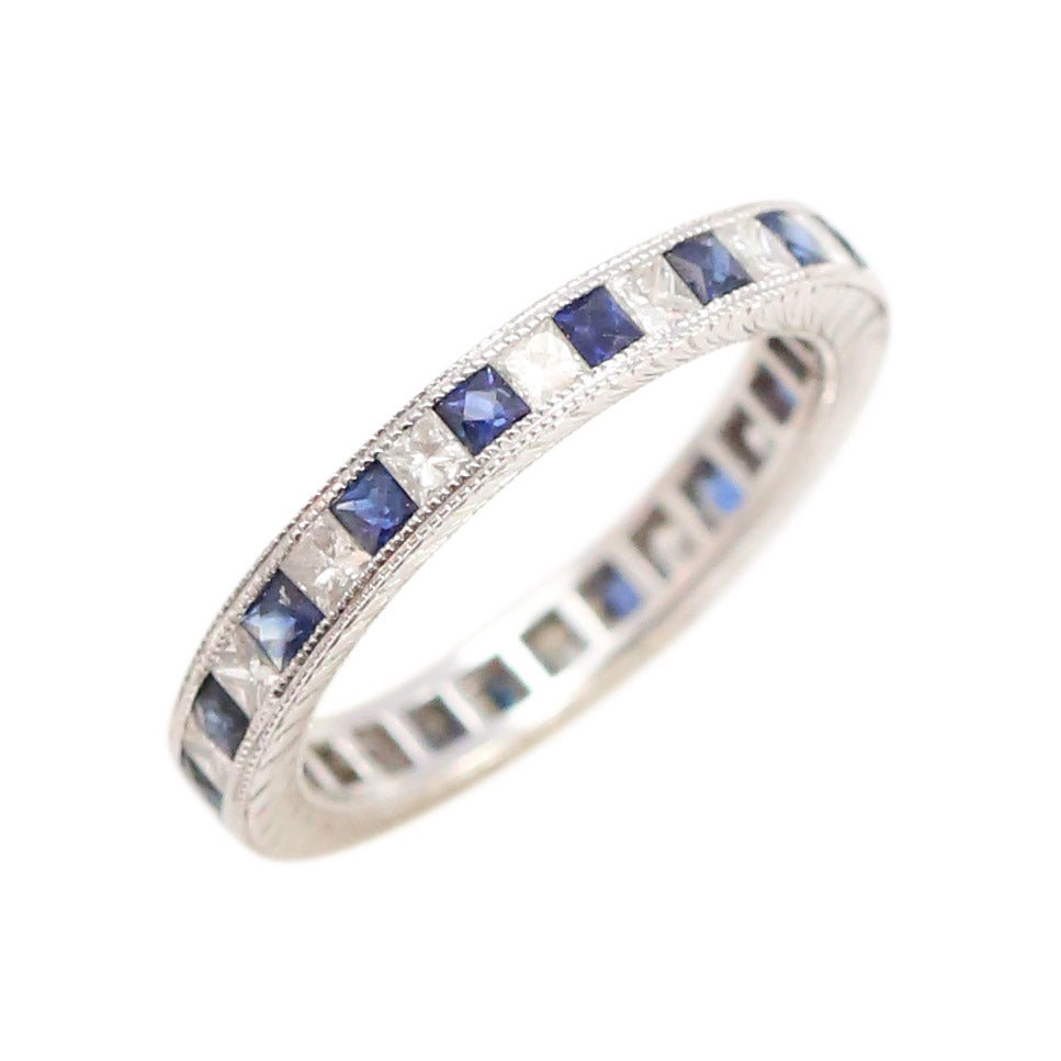 Sapphire Diamond Eternity Band in 18kt White Gold Ring