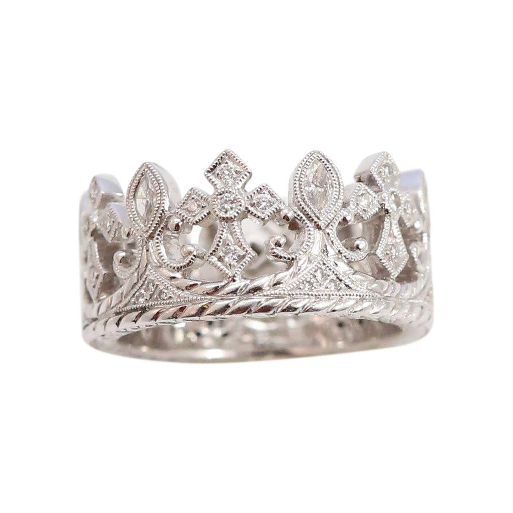 18kt White Gold Royal Crown Diamond Eternity Ring