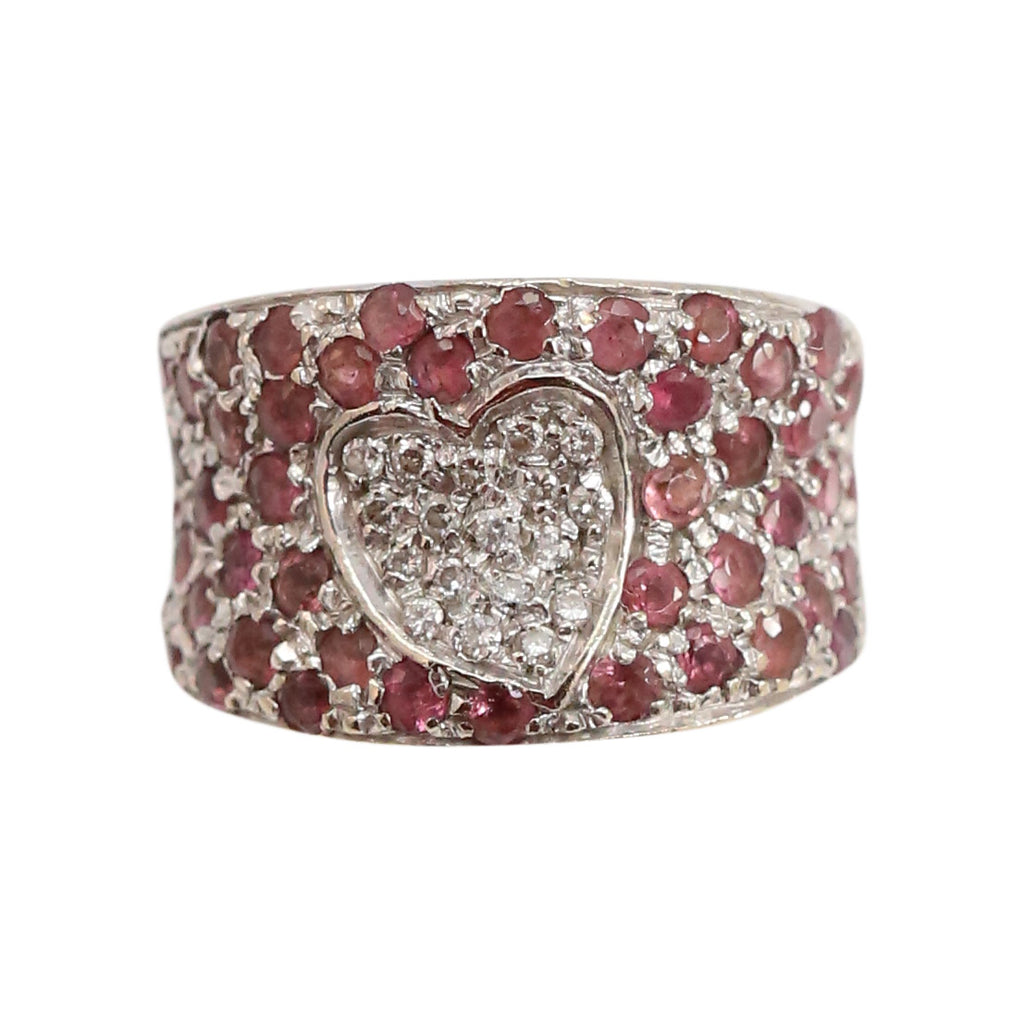 Pink Sapphire and Diamond Pave Band Ring