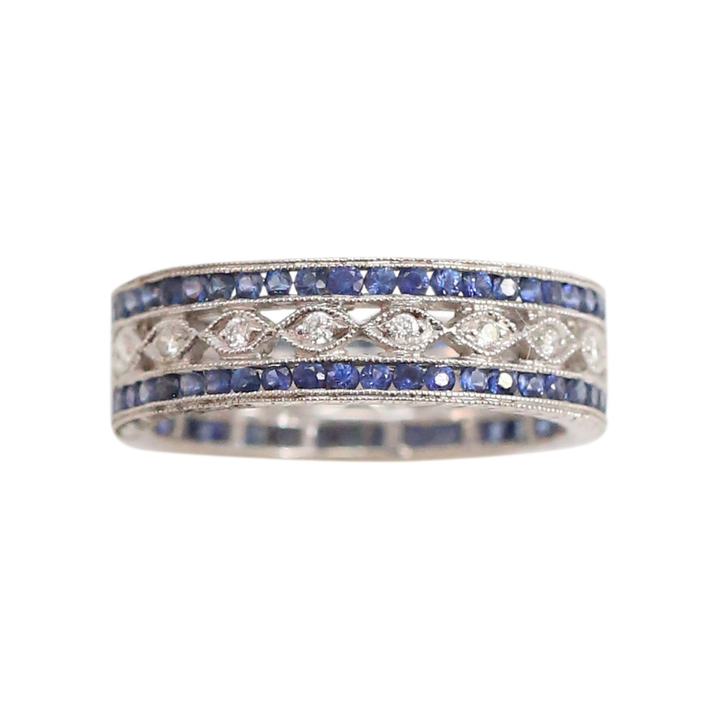 Sapphire and Diamond Eternity Band in 18kt white gold Ring