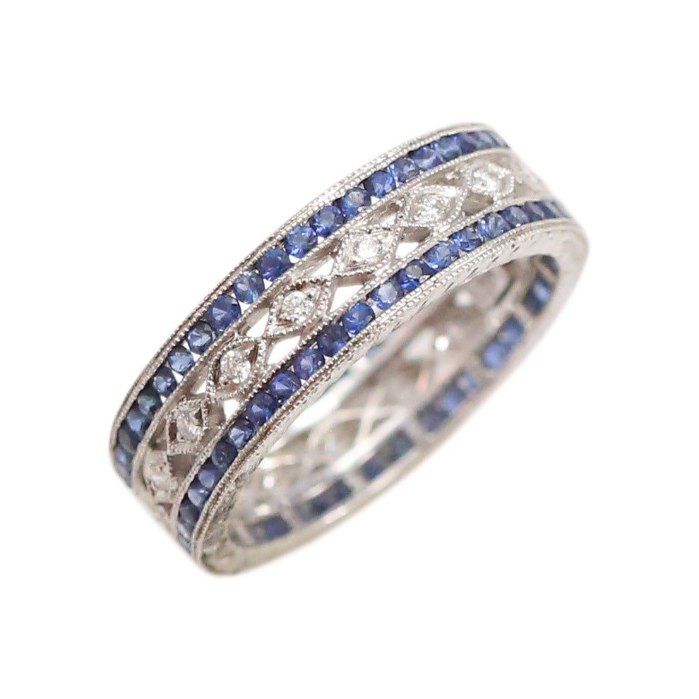 Sapphire and Diamond Eternity Band in 18kt white gold Ring