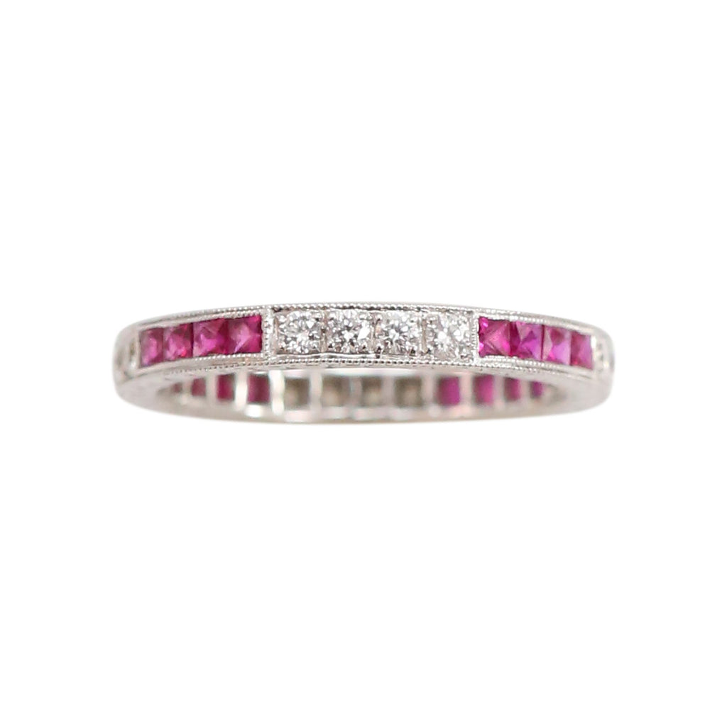 Ruby and Diamond Stacking Band in 18kt White Gold Ring