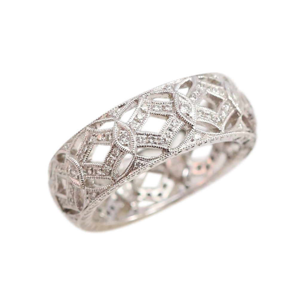 Open Work Diamond Band Ring