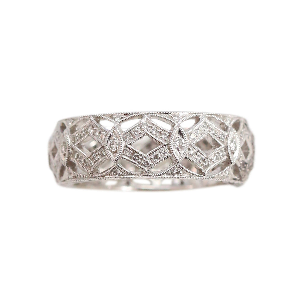 Open Work Diamond Band Ring