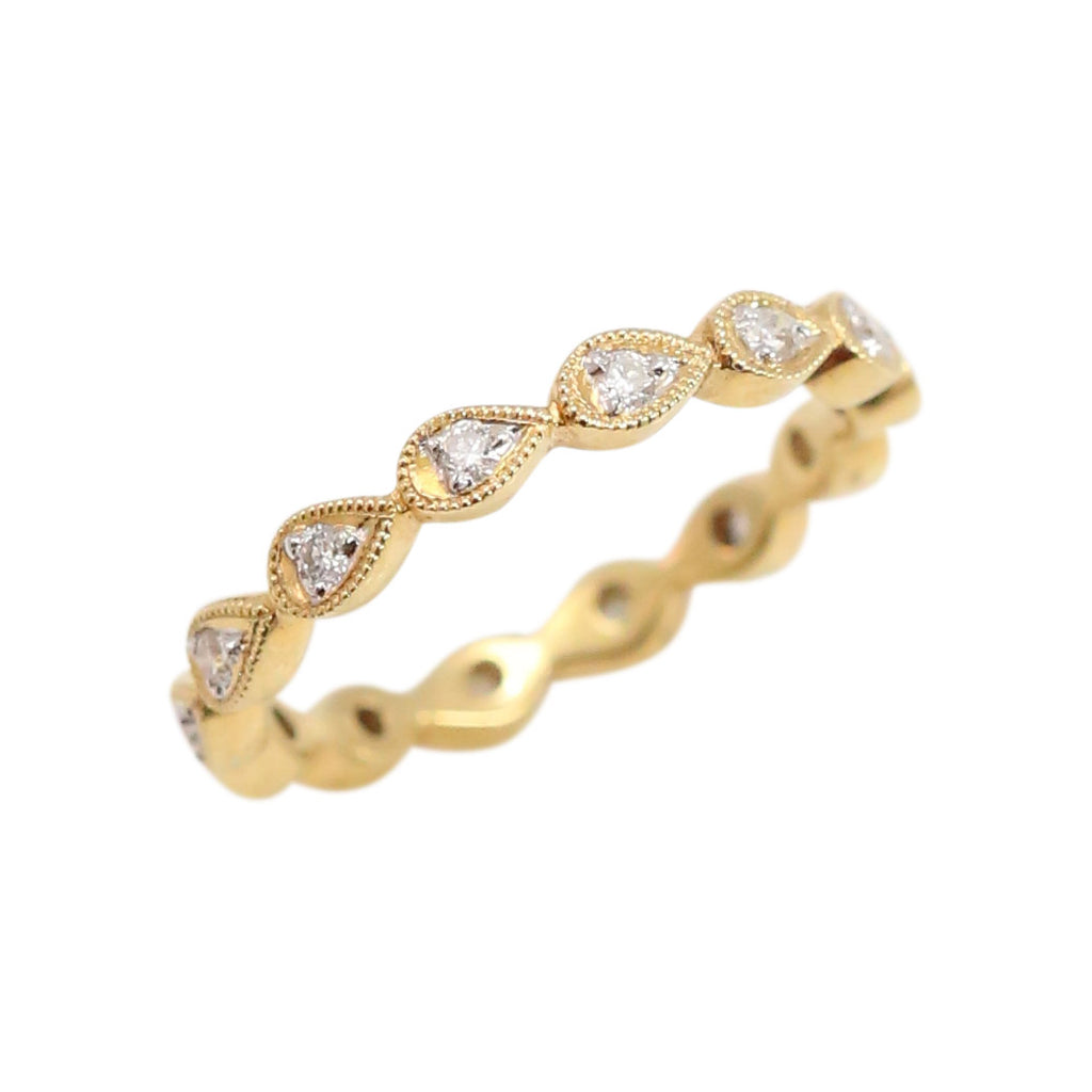 Yellow Gold and Diamond Tear-dropped Shaped Eternity Band Ring