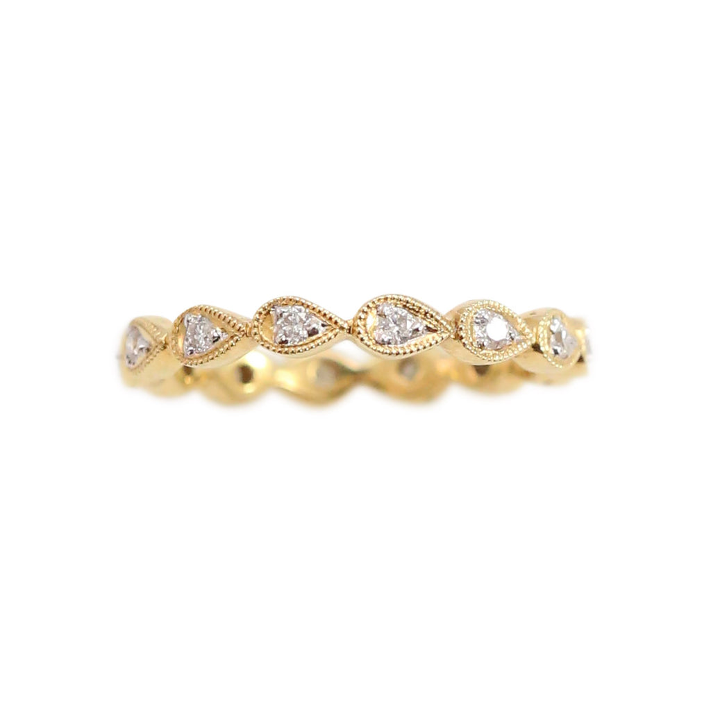 Yellow Gold and Diamond Tear-dropped Shaped Eternity Band Ring