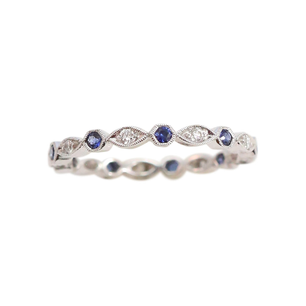 White Gold, Sapphire and Diamond Eternity Band Ring