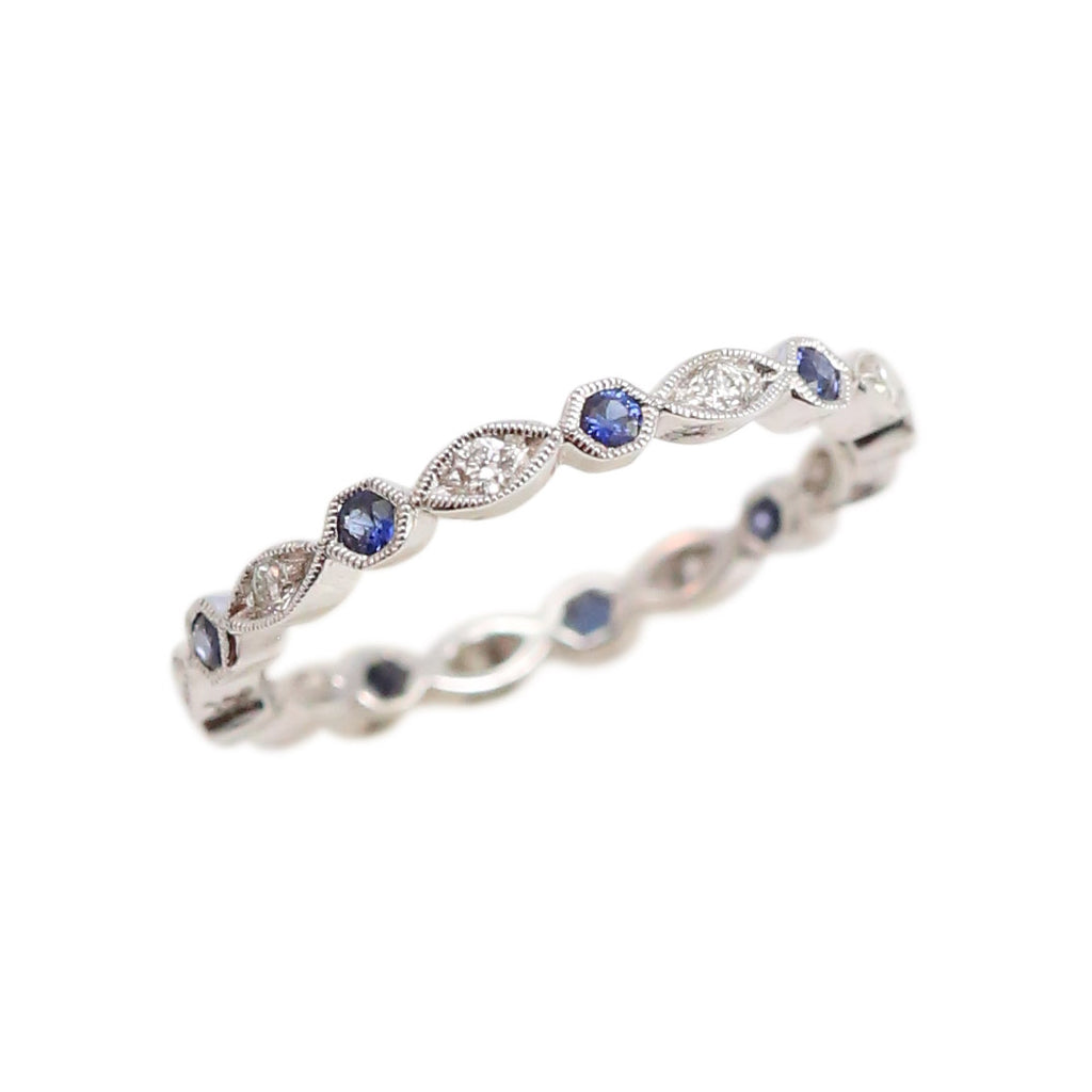 White Gold, Sapphire and Diamond Eternity Band Ring