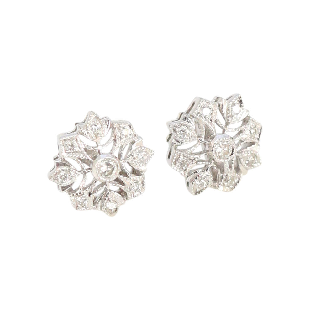Diamond and 18kt White Gold Stud Earrings